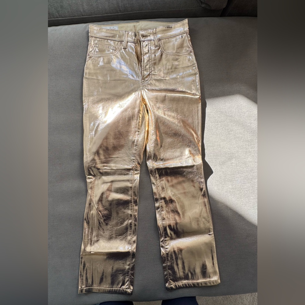 GAP Vintage Slim High Rise Pants in Gold